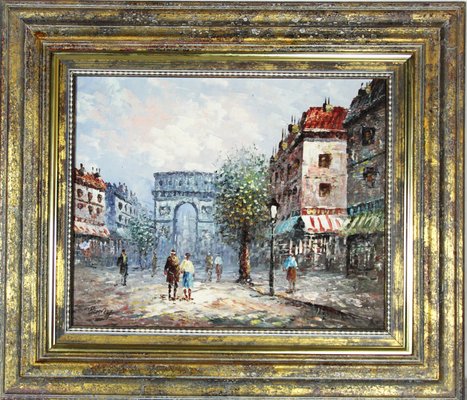 Caroline Burnett, Arc De Triomphe Street Scene, 1930s, Oil on Canvas-ZYI-1350548