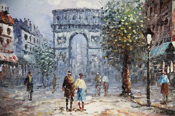 Caroline Burnett, Arc De Triomphe Street Scene, 1930s, Oil on Canvas-ZYI-1350548