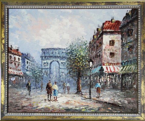 Caroline Burnett, Arc De Triomphe Street Scene, 1930s, Oil on Canvas-ZYI-1350548