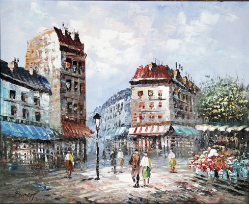 Caroline Burnett, Parisian Street Scene, 1930s, Oil on Canvas-ZYI-1350555