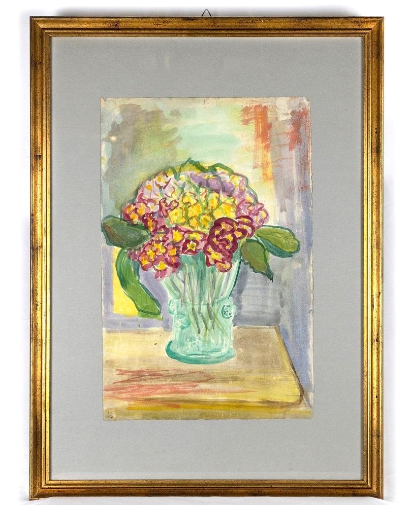 Caroline Hill, Flowers, Watercolor on Paper, Mid-20th Century