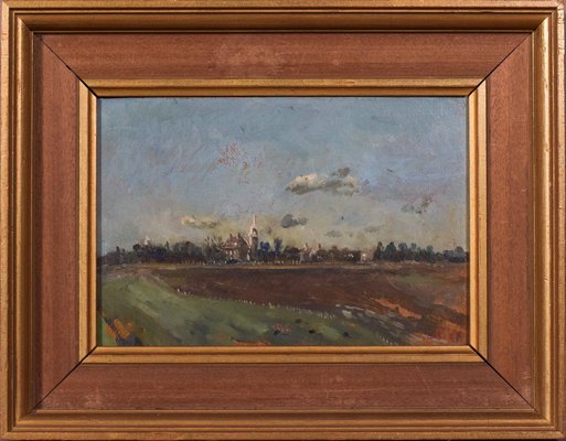 Carolyn C. Sergeant, Landscape in Dover, 1967, Oil on Board, Framed-AOI-1189419