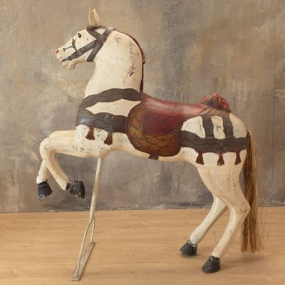 Carousel Horse in Hand Painted Wood, 1950s-WK-1007914