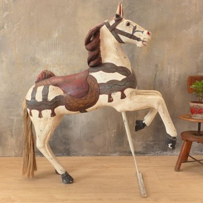 Carousel Horse in Hand Painted Wood, 1950s-WK-1007914