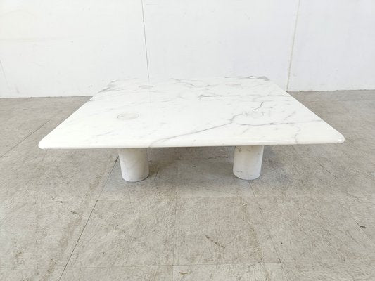 Carrara Marble Coffee Table attributed to Angelo Mangiarotti for Up&up, Italy, 1970s-IRH-1718467