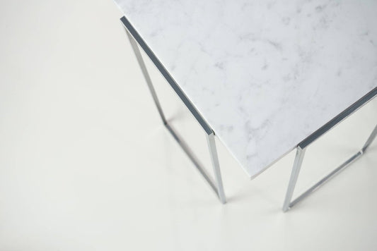 Carrara Marble Kaus Cromo Side Table by Nicola Di Froscia for DFdesignlab