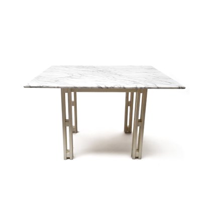 Carrara Marble & Oak Square Dining Table, 1970s-QQA-1259241