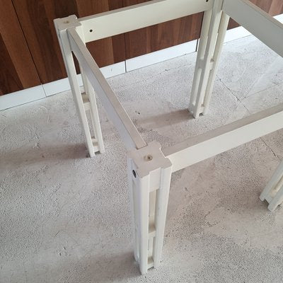 Carrara Marble & Oak Square Dining Table, 1970s-QQA-1259241