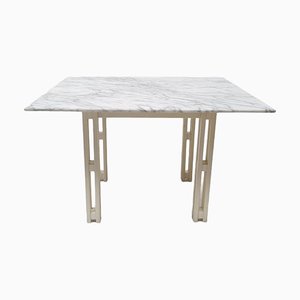 Carrara Marble & Oak Square Dining Table, 1970s-QQA-1259241