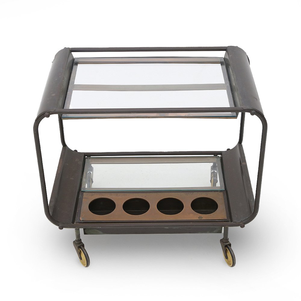 Cart in Brass, Copper and Glass from Stockburger, 1950s