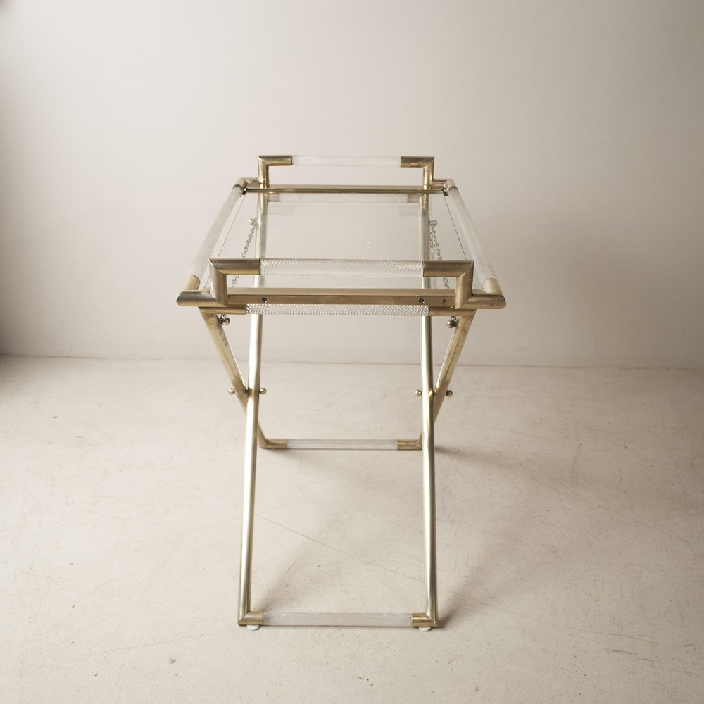 Cart in Worked Glass and Brass with Removable Tray by Barovier & Toso, 1950s