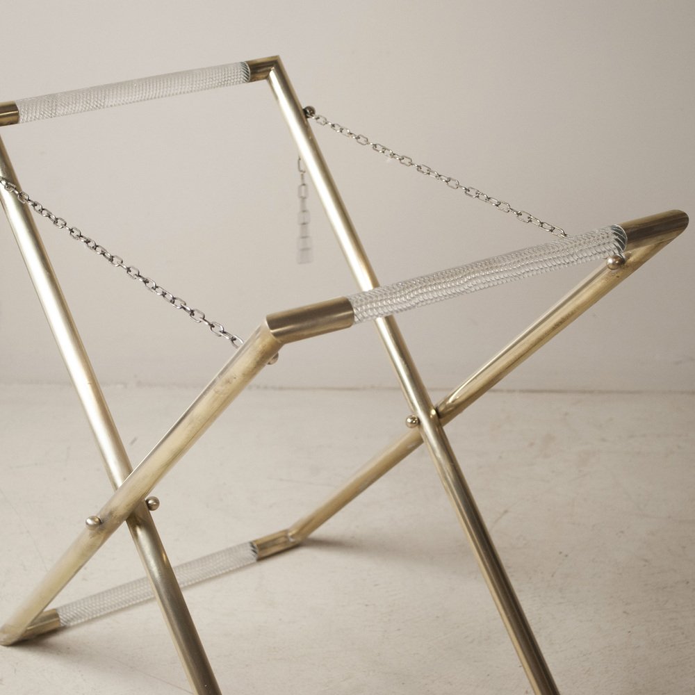 Cart in Worked Glass and Brass with Removable Tray by Barovier & Toso, 1950s