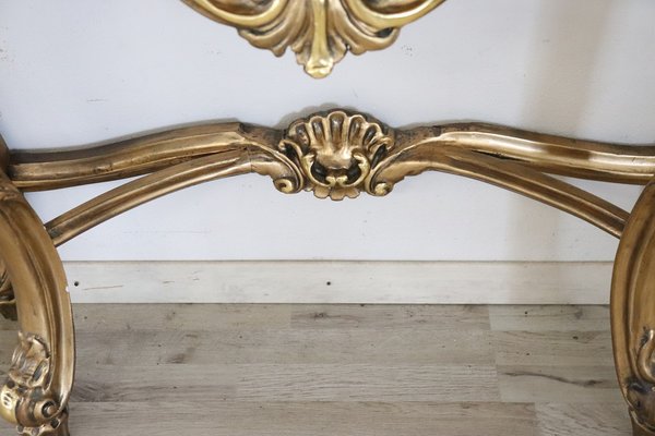 Carved and Gilded Wood Console Table with Mirror, 1930s-DCO-1334649