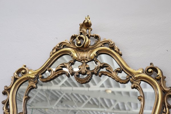 Carved and Gilded Wood Console Table with Mirror, 1930s-DCO-1334649