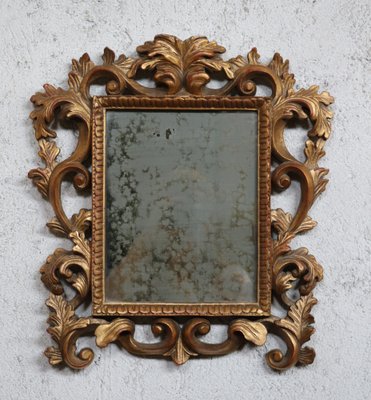 Carved and Golden Mirror in Linden Wood, 1970s-IYX-1735362