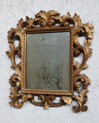 Carved and Golden Mirror in Linden Wood, 1970s-IYX-1735362