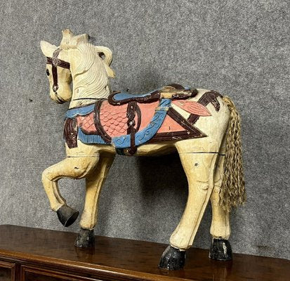 Carved and Painted Wooden Horse, Late 19th Century-MWB-1764600