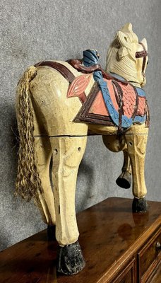 Carved and Painted Wooden Horse, Late 19th Century-MWB-1764600