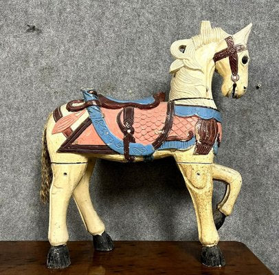 Carved and Painted Wooden Horse, Late 19th Century-MWB-1764600