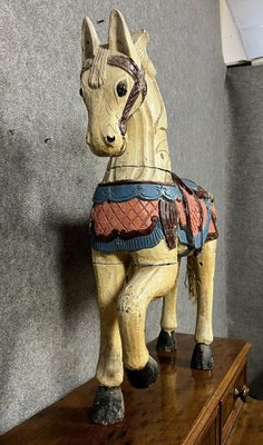 Carved and Painted Wooden Horse, Late 19th Century-MWB-1764600