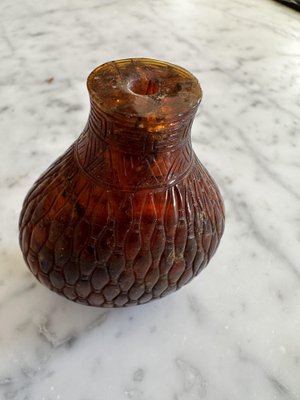 Carved Asian Amber Snuff Bottle-JO-1723022