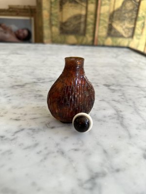 Carved Asian Amber Snuff Bottle-JO-1723022