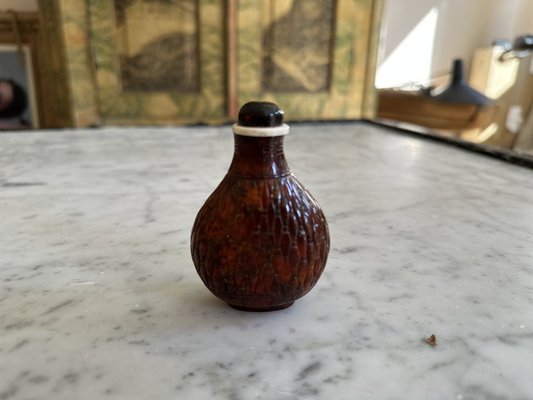 Carved Asian Amber Snuff Bottle-JO-1723022