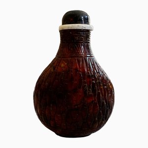 Carved Asian Amber Snuff Bottle-JO-1723022