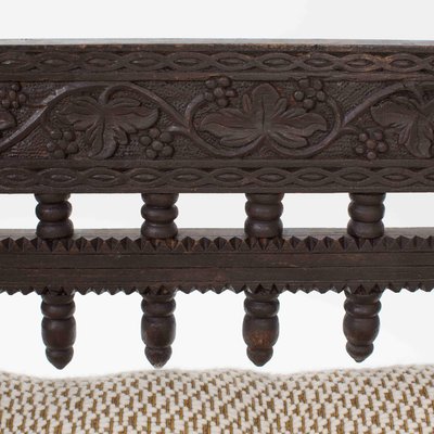 Carved Asian Wooden Bench with Floral Decoration Elements, Myanmar, 1925-SER-2026455