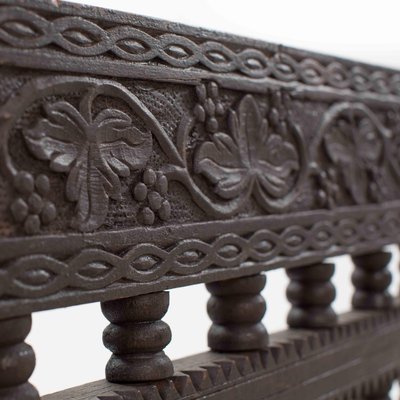 Carved Asian Wooden Bench with Floral Decoration Elements, Myanmar, 1925-SER-2026455