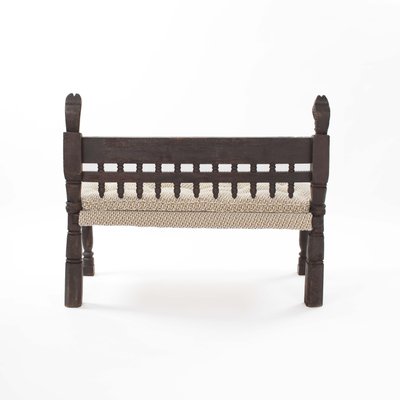 Carved Asian Wooden Bench with Floral Decoration Elements, Myanmar, 1925-SER-2026455