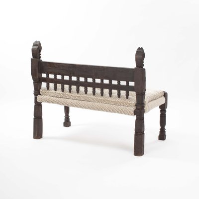 Carved Asian Wooden Bench with Floral Decoration Elements, Myanmar, 1925-SER-2026455