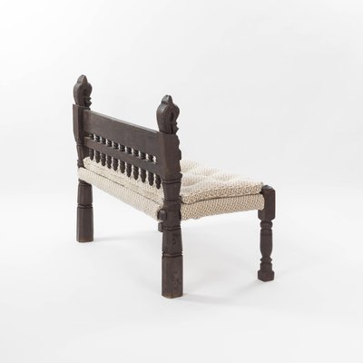 Carved Asian Wooden Bench with Floral Decoration Elements, Myanmar, 1925-SER-2026455