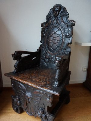 Carved Black Forest Armchair, 1880s-EA-1821387