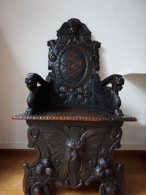 Carved Black Forest Armchair, 1880s-EA-1821387