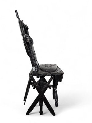 Carved Ebonised Wood Grand Tour Military Trophy Chair, 1860-FDW-2039608