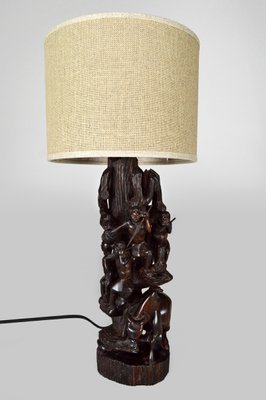 Carved Ebony Table Lamp, 1950s-XNH-564548