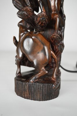 Carved Ebony Table Lamp, 1950s-XNH-564548