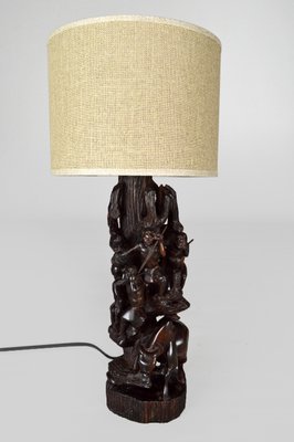 Carved Ebony Table Lamp, 1950s-XNH-564548