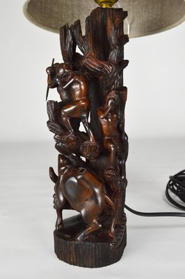 Carved Ebony Table Lamp, 1950s-XNH-564548