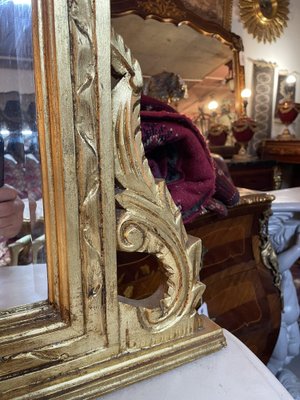 Carved Gilt Wood Marble Top Console Table with Mirror-NSG-1717785