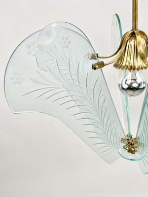 Carved Glass & Brass Chandelier, Italy, 1950s-LYQ-1171389