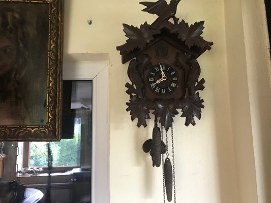 Carved Large Cuckoo Clock with Birds, 1940s-WQQ-1315090