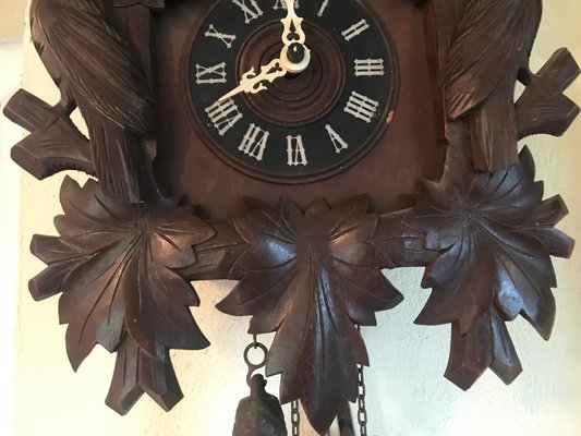 Carved Large Cuckoo Clock with Birds, 1940s-WQQ-1315090