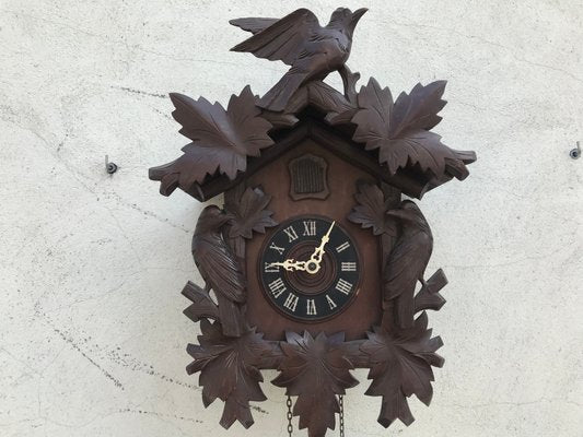 Carved Large Cuckoo Clock with Birds, 1940s-WQQ-1315090