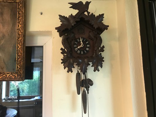 Carved Large Cuckoo Clock with Birds, 1940s-WQQ-1315090