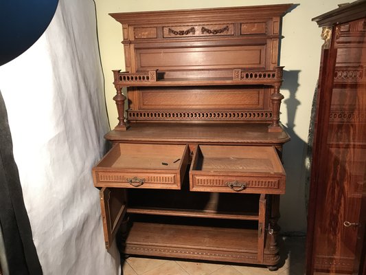 Carved Oak Chest of Drawers with Extension, 1920s-WQQ-1240895