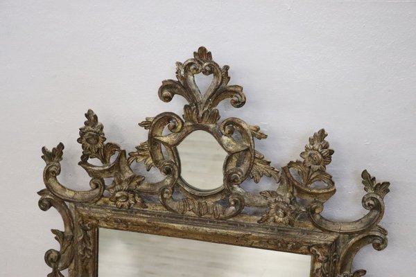 Carved & Silvered Wood Wall Mirror, 1910s-DCO-1250407