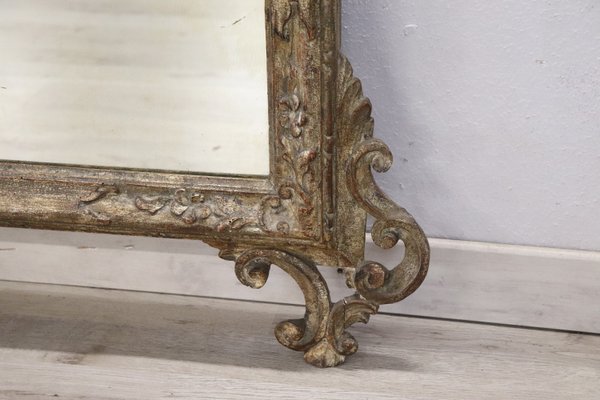 Carved & Silvered Wood Wall Mirror, 1910s-DCO-1250407