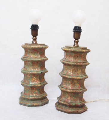 Carved Table Lamps from Palladio, Italy, 1970s, Set of 2-LCV-1437864